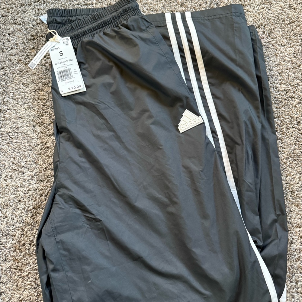 Adidas Black wide-leg pants with Signature Stripes